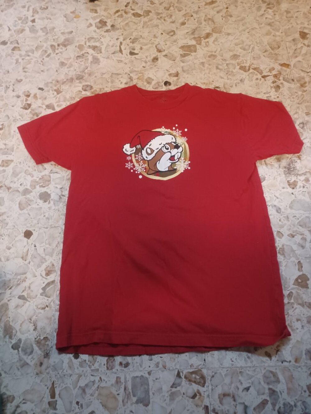 Buc-ee's Short Sleeve Christmas Tee Small Red
